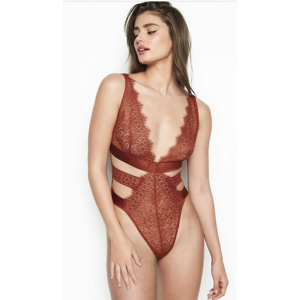 Victoria's Secret Very Sexy Lingerie - Banded Plunge Teddy Sienna Color Sz‎ XL